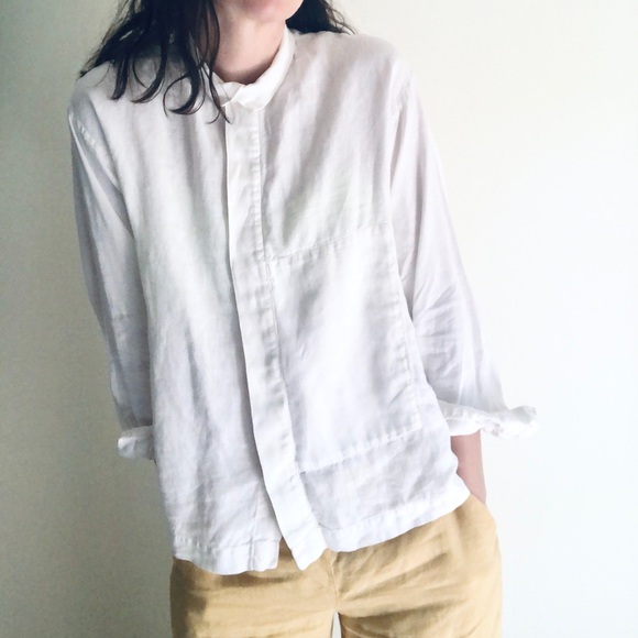 Eskandar 100% linen white button down - Picture 4 of 16